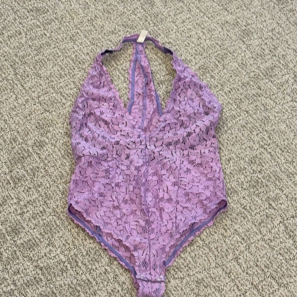 Free People Intimately Purple Allover Lace Bodysuit Sz XS